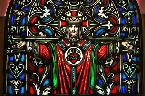 Antique Stained Glass Window Of Christ The King
