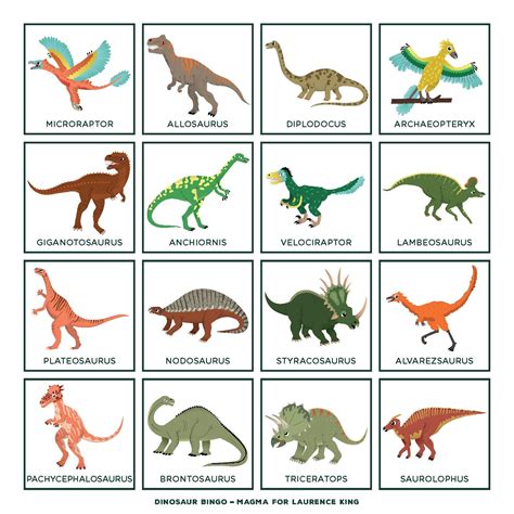 Printable Dinosaur Bingo Printable World Holiday