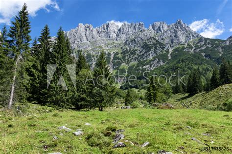 The kaisergebirge mountainrange near ellmau, with the wilder kaiser. View Of Wilder Kaiser Mountains Summer Alpine Landscape ...