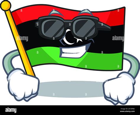 Super Cool Flag Libya Cartoon Isolated The Mascot Stock Vector Image