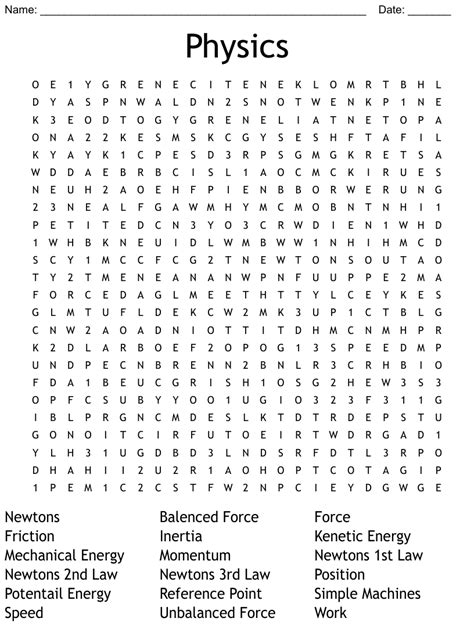 Physics Word Search Wordmint