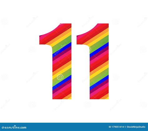 11 Number Rainbow Style Numeral Digit Colorful Number Vector