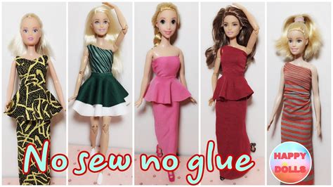 5 Diy 👗 Dresses For Dolls No Sew No Glue You Need Stretchy Fabric For These Very Easy Dresses