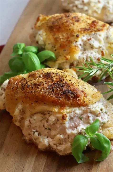 easy cheesy herb stuffed chicken breasts recipe