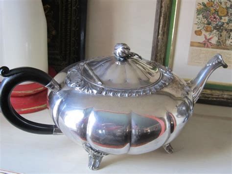 Rare Size Antique Silver Plated Teapot Vintage Lucite Regency