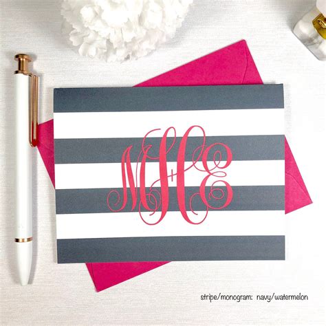 Personalized Monogram Note Card Set Personalized Stationery Cards