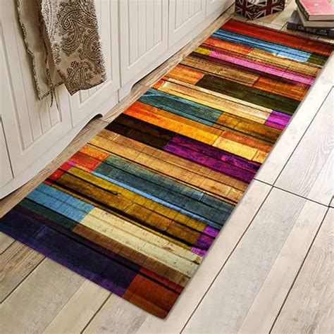 3d Color Wooden Board Bath Mats And Rugs Flannel Fabric Non Slip