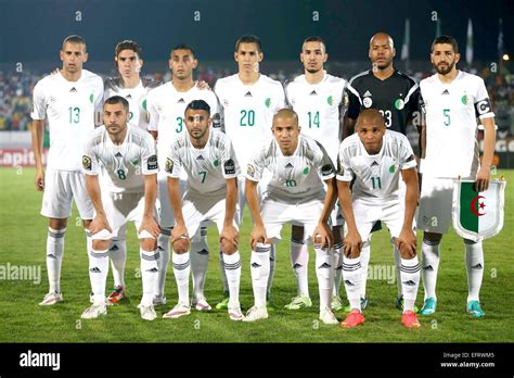 Algeria National Football team line up against South Africa during