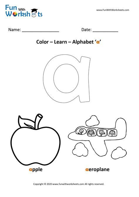 Color And Learn Small Alphabets Letter A Free