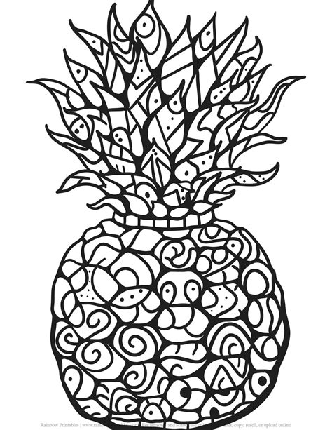 Fruit Food Mandala Zentangle Pattern Coloring Pages For Kids Rainbow