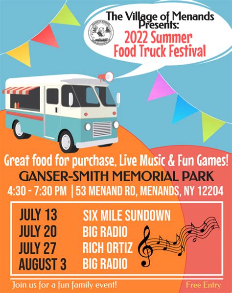 Summer Food Truck Festival Six Mile Sundown The Village Of Menands