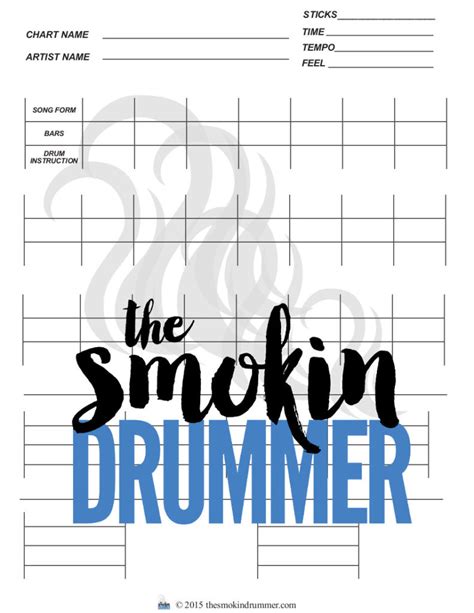 Blank Single Song Drum Chart With 4 Drum Notation Staffs Easy Drum Chart