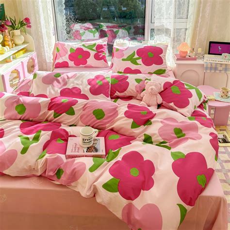 Rosered Bedding Set Flora Summer Duvet Cover Pillowcase Comforter Bag Flat Fitted Sheet King