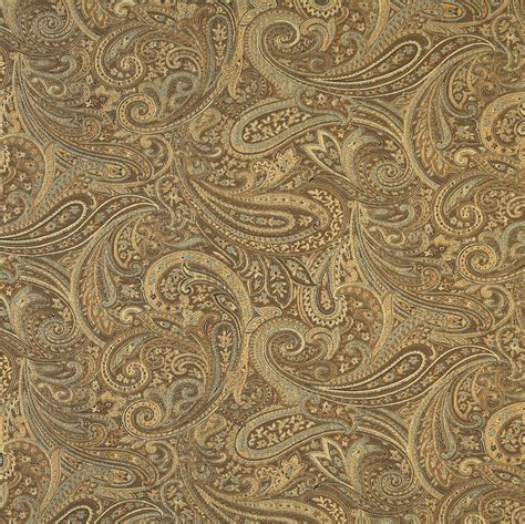 Gold Brown And Beige Abstract Damask Paisley Upholstery Fabric K7441
