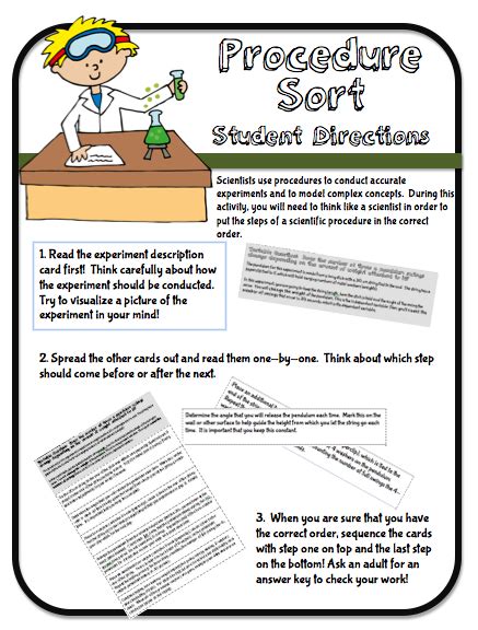 Kates Science Classroom Cafe Free Printable For Science Procedure Writing