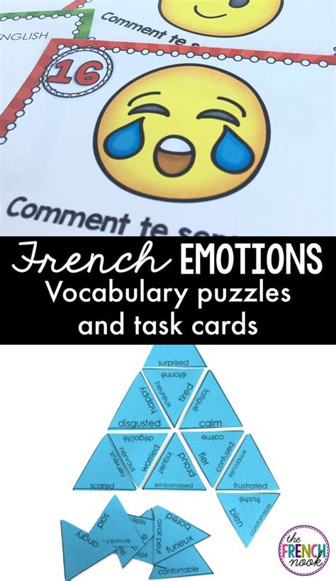 Les Sentiments French Emotions Vocabulary Puzzle And Task Cards