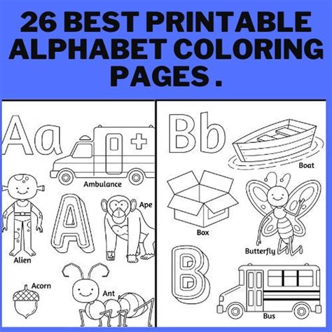 26 Printable Alphabet Coloring Pages Coloring Book Coloring Etsy