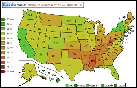 Life Expectancy By State Map