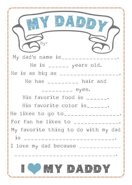 Fathers Day Fill In The Blanks Printable For The Hubby Pinterest