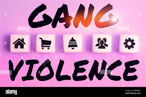 Sign displaying Gang Violence. Business idea infringement of the laws