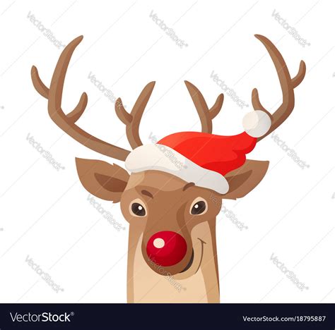 Cartoon Christmas Funny Rudolph Red Royalty Free Vector