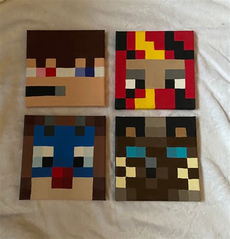 Dream Smp Minecraft Head Paintings 7x7 Etsy