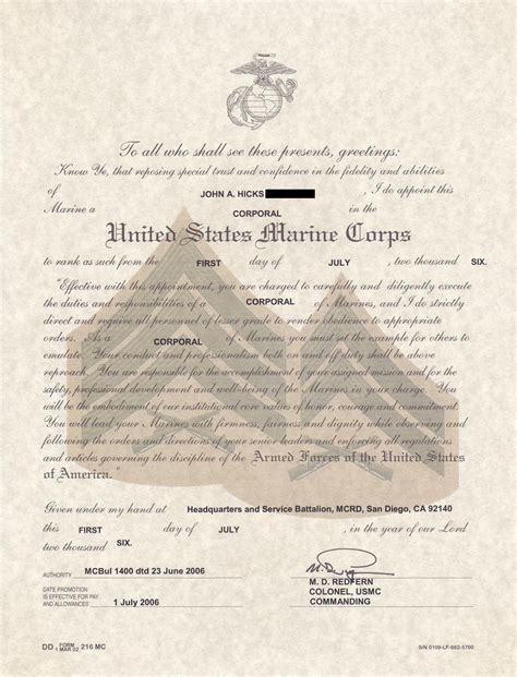 Reyada Usmc Us Marine Corps Certificate