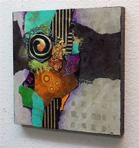 Imagine 10x10 Mixed Media Collage By Carol Nelson Modern Abstract Art