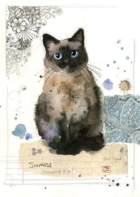 Bug Art F034 Siamese Cat Greetings Card Cat Greeting Cards