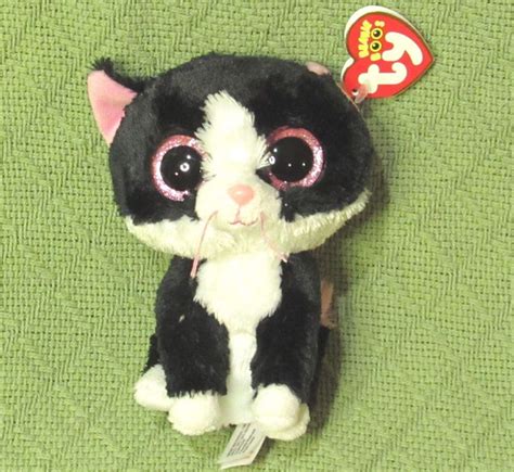 Ty Pepper 6 Beanie Boos Cat 2014 Plush Stuffed Ear Tag Black White