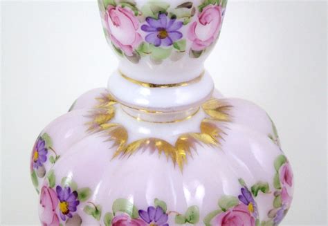 Vintage Hand Painted Fenton Vase 8 Pink Cased Glass Etsy