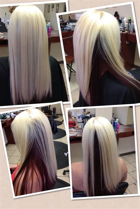 Because i kinda want it a little more brown than blonde. After- platinum blonde on top with Mahogany red on bottom ...