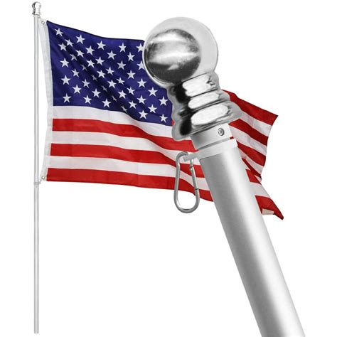 Tangle Free Spinning Flag Pole Aluminum 6ft Two Piece Design Durable