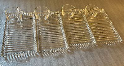 Snack Plates Ball Rib Vintage Hazel Atlas Candlewick Cup Clear Glass