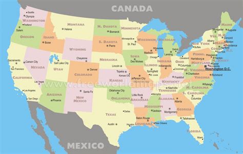 United States Political Map With Capitals United States Map