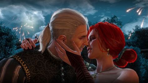 The Witcher Geralt Triss Kiss Scenes Romantic Moments The Witcher 3