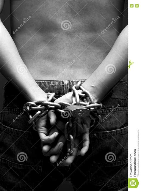 Chain Hands Of A Man On Black Background Stock Photo Image Of Kidnap Bondage