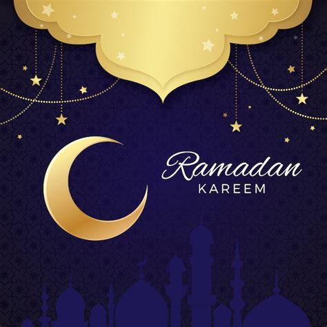 Realistisch Ontwerp Ramadan Met Halve Maan Gratis Vector
