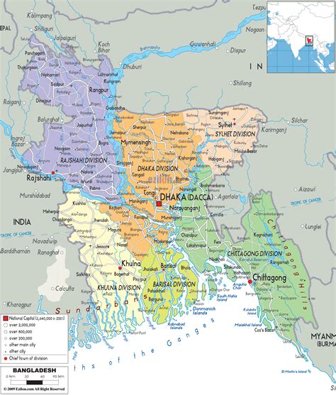 Detailed Political Map Of Bangladesh Ezilon Maps