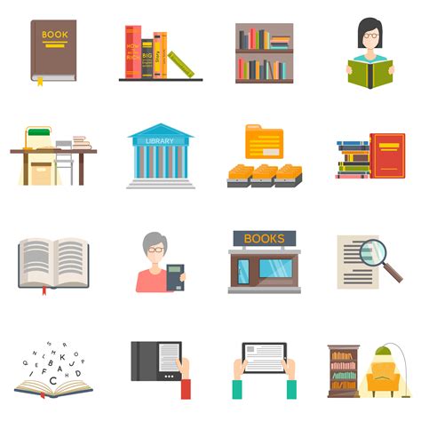 Library Icons Set Vector Art At Vecteezy