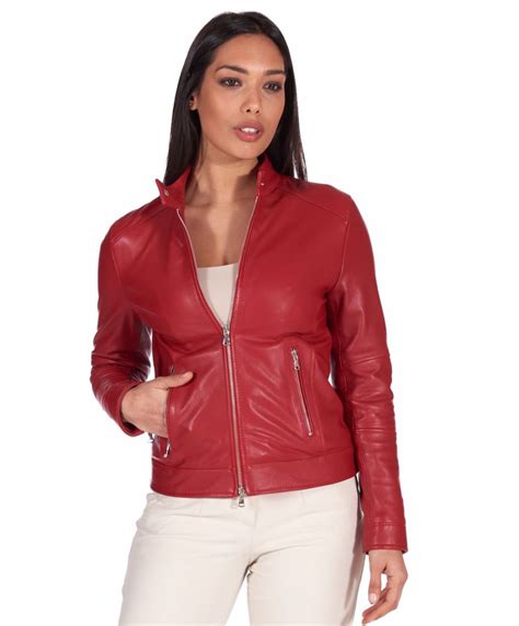 Leather Biker Jacket Women Leather Jacket For Girls Red Leather Jacket Linda D Arienzo