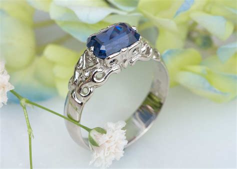 New K White Gold Plated Blue Sapphire Ring Weeklybangalee Com