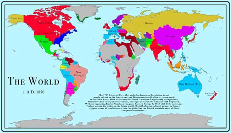 The World 1850 Following A Renegotiated Treaty Of Paris A French