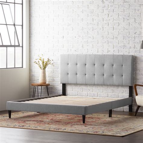 rest haven upholstered square tufted platform bed twin xl gray