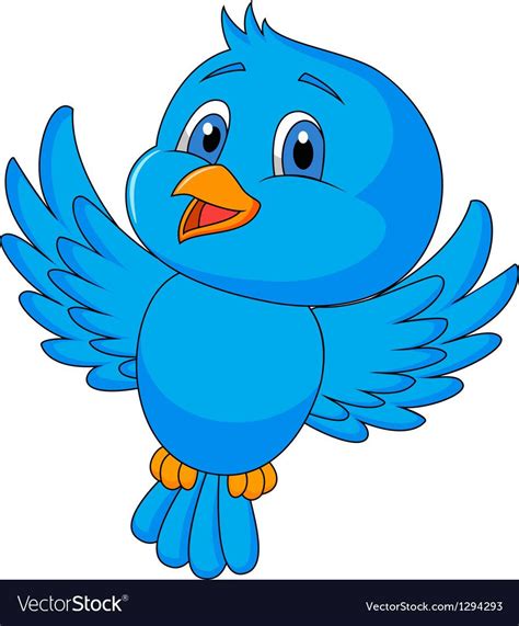 Cute Blue Bird Cartoon Vector Image On Vectorstock Bird Illustration