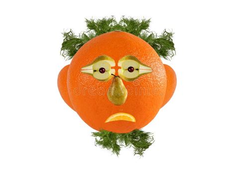 creative food concept funny portrait made of orange vegetables and fruit stock image image