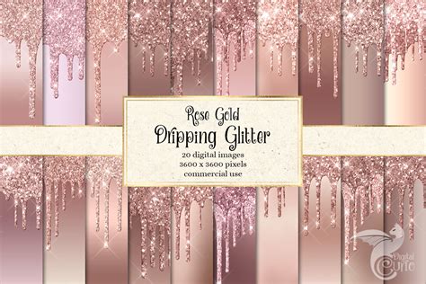 Rose Gold Dripping Glitter By Digital Curio