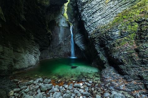 Waterfall Kozjak Hidden In Cave Slovenia Waterfall Slovenia