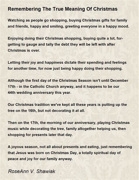 True Meaning Of Christmas Poem