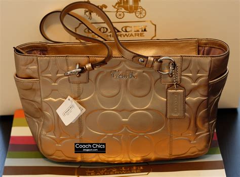 Coach Chics Coach Metallic Gold Embossed Gallery Tote